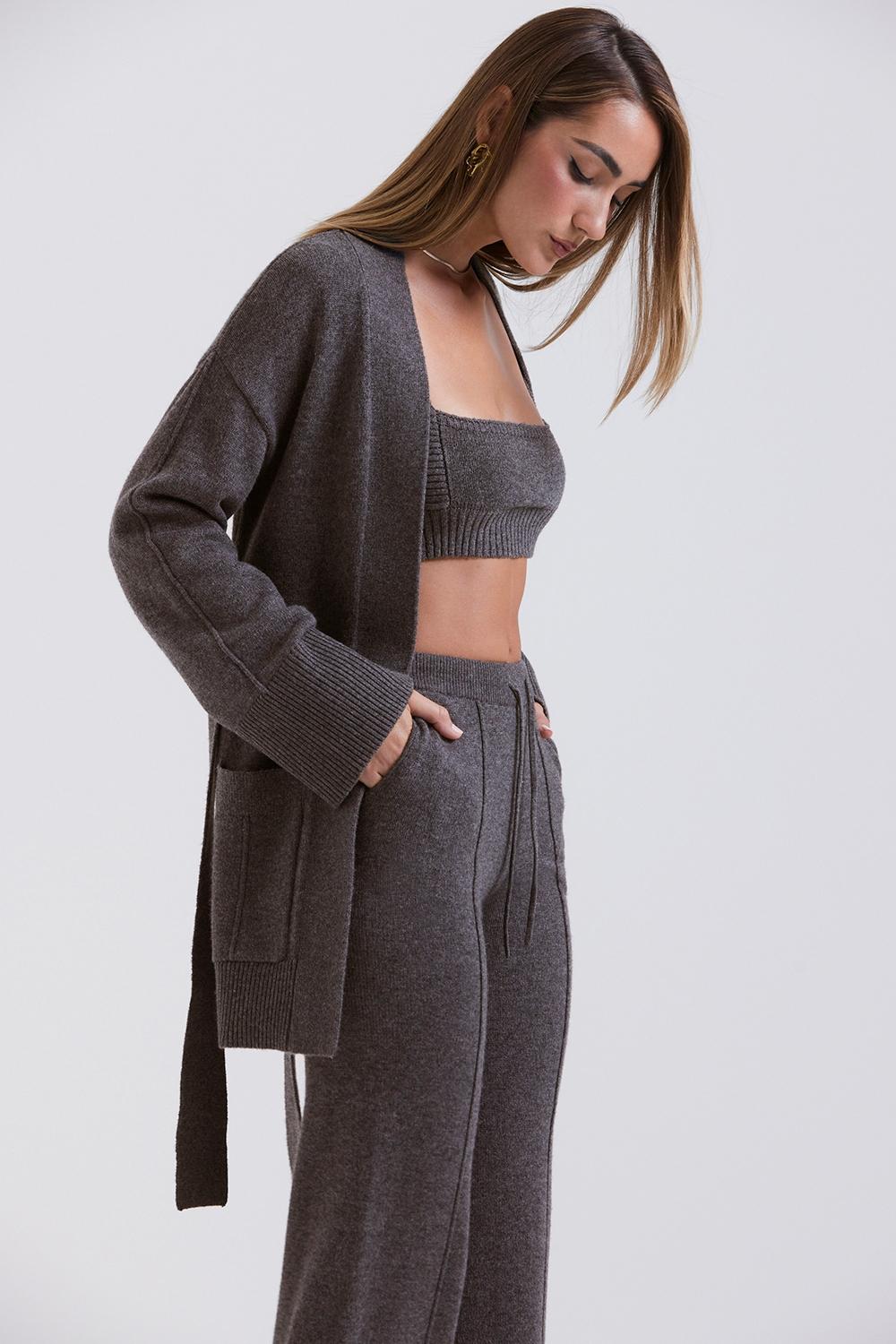 Alaia  charcoal cashmere blend belted cardigan - sale Product Image