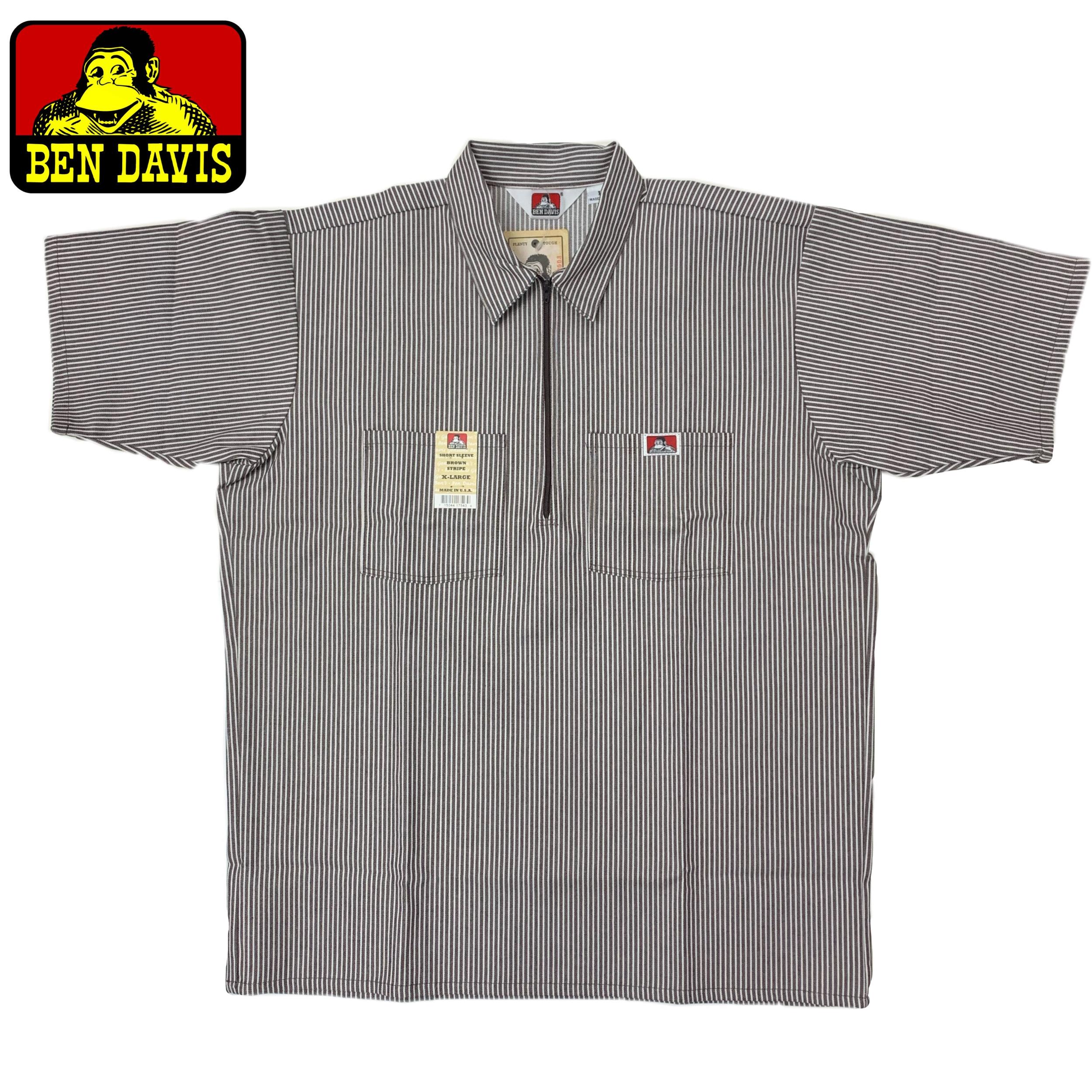 Ben Davis Short Sleeve Striped Half-Zip Shirt Male Product Image