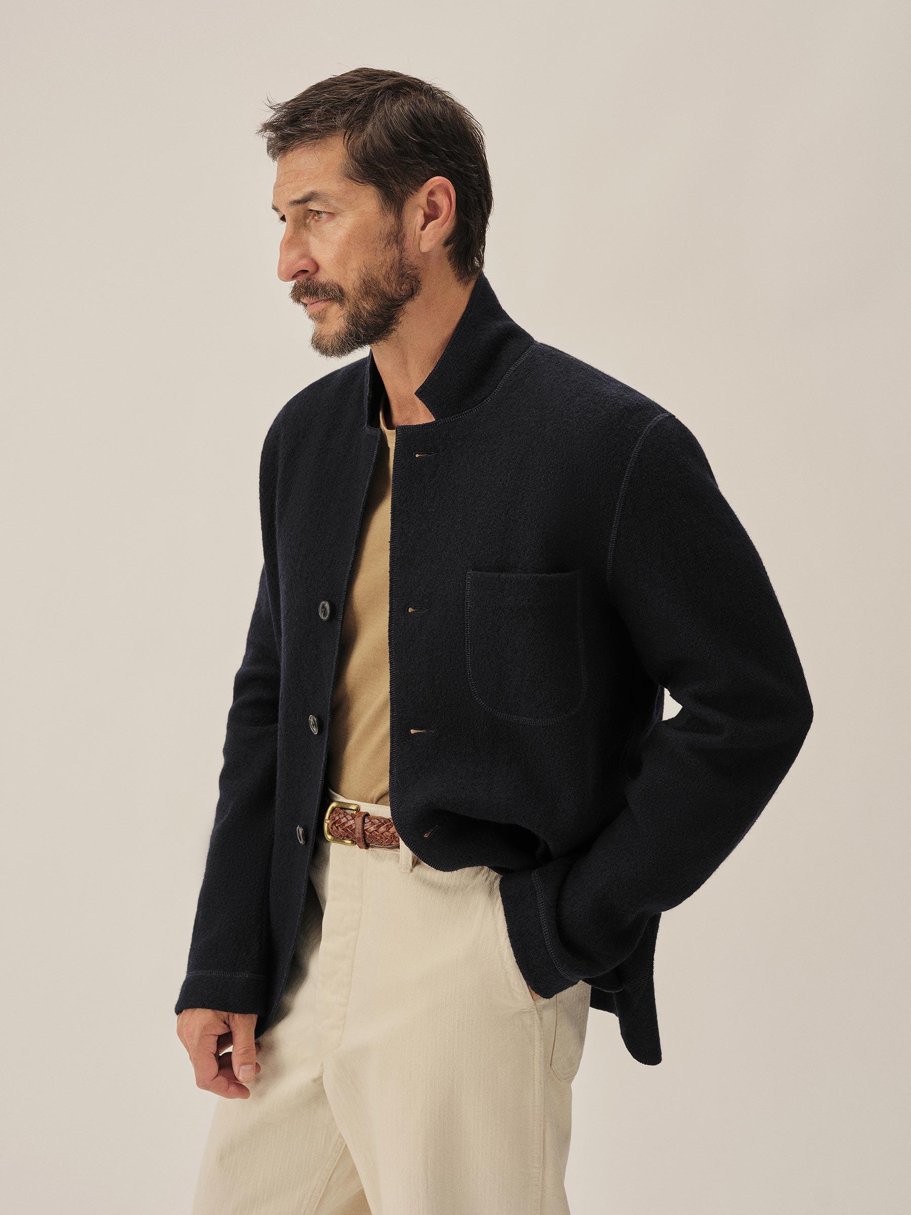 Navy Felted Chore Coat Product Image