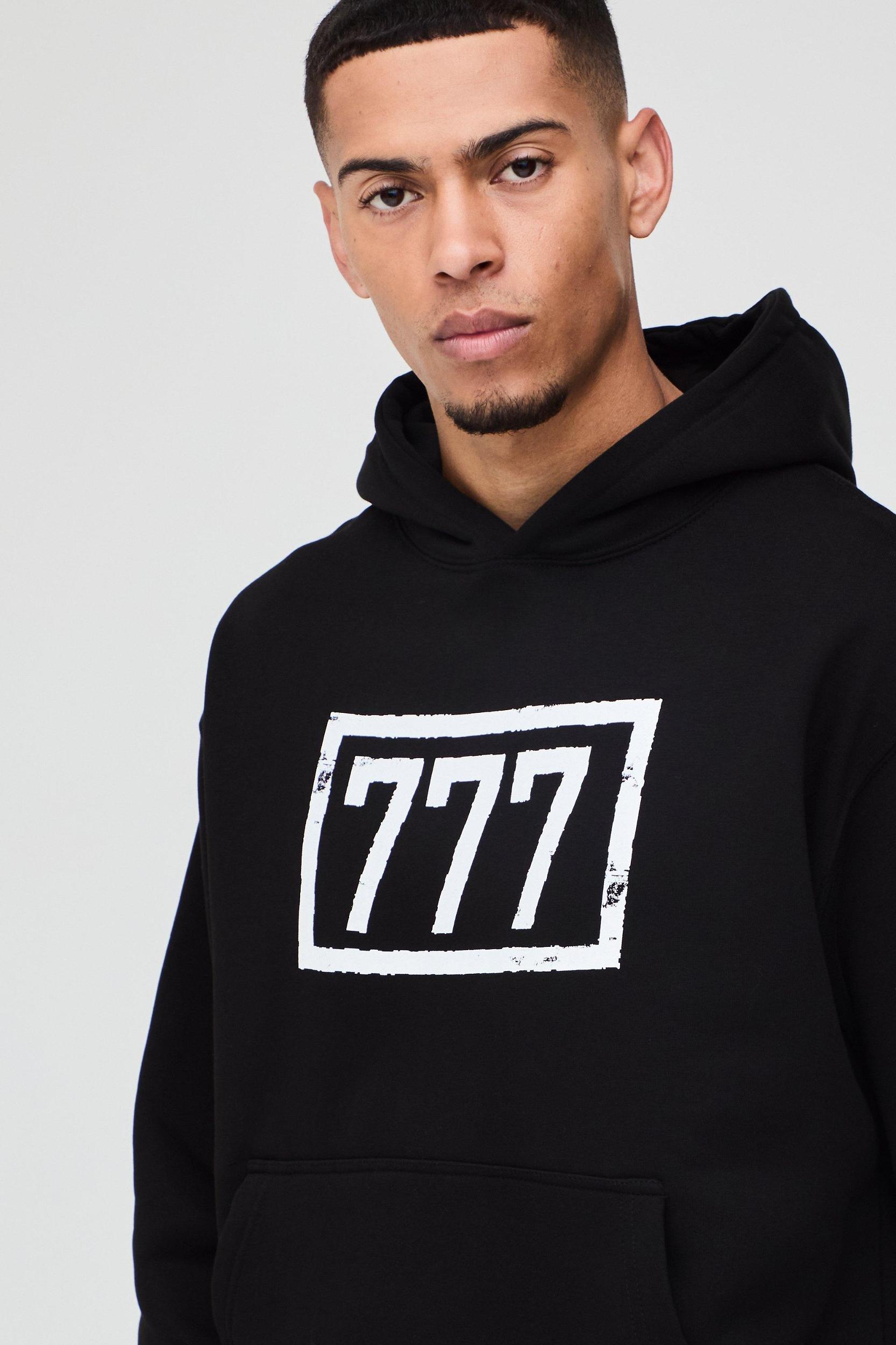 Oversized Boxy 777 Graphic Hoodie | boohooMAN USA Product Image