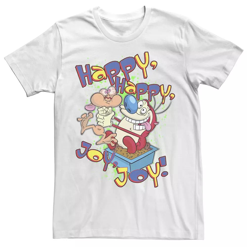 Men's Ren & Stimpy Happy Happy Joy Joy Ren Chokes Stimpy Tee,  Product Image