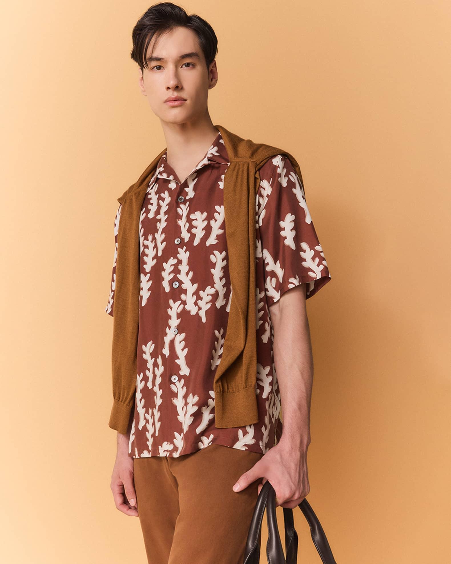 Men's Silk Oasi Print Short-Sleeve Shirt Product Image