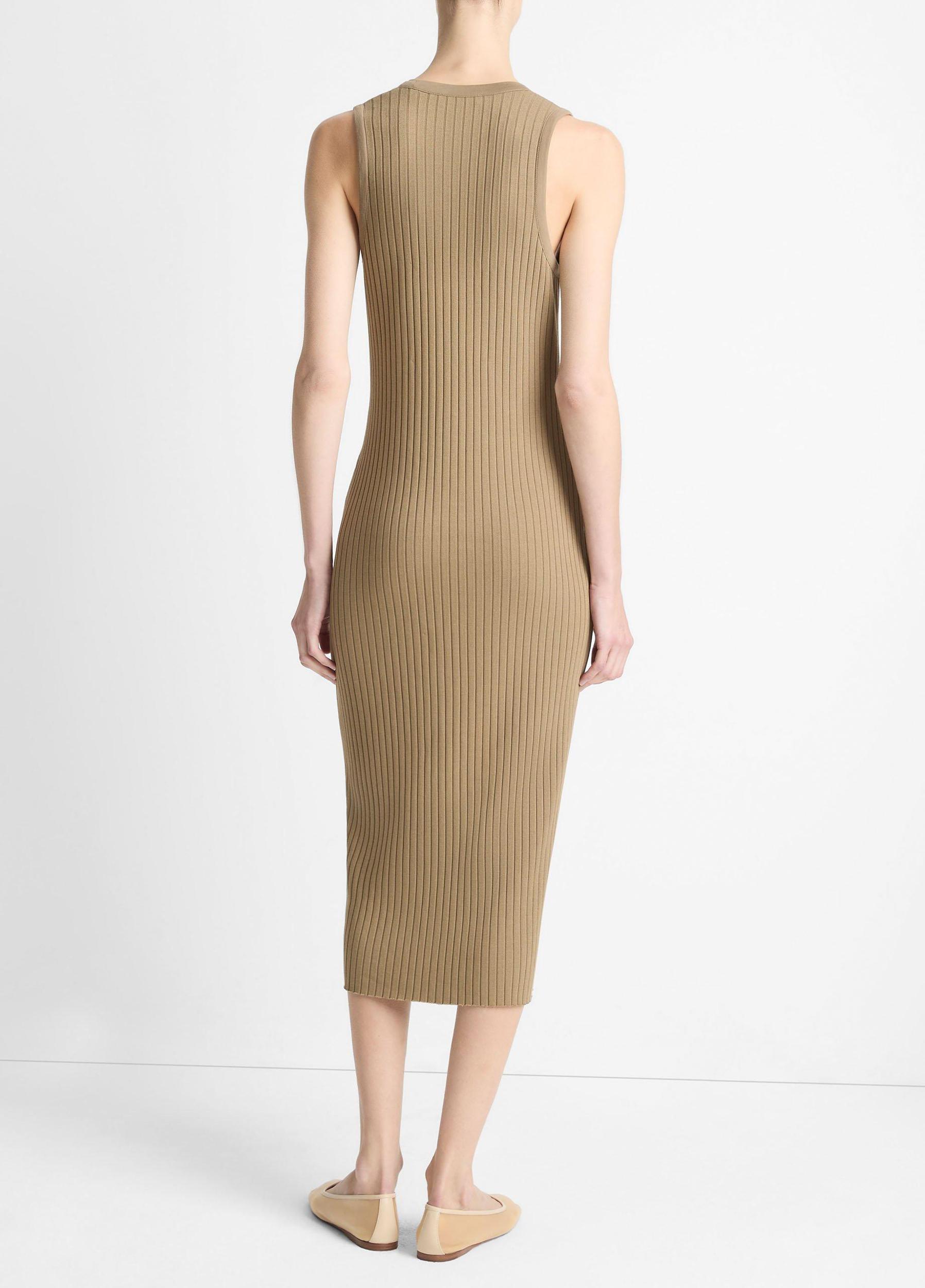Ribbed Cotton-Blend Button-Front Dress Product Image
