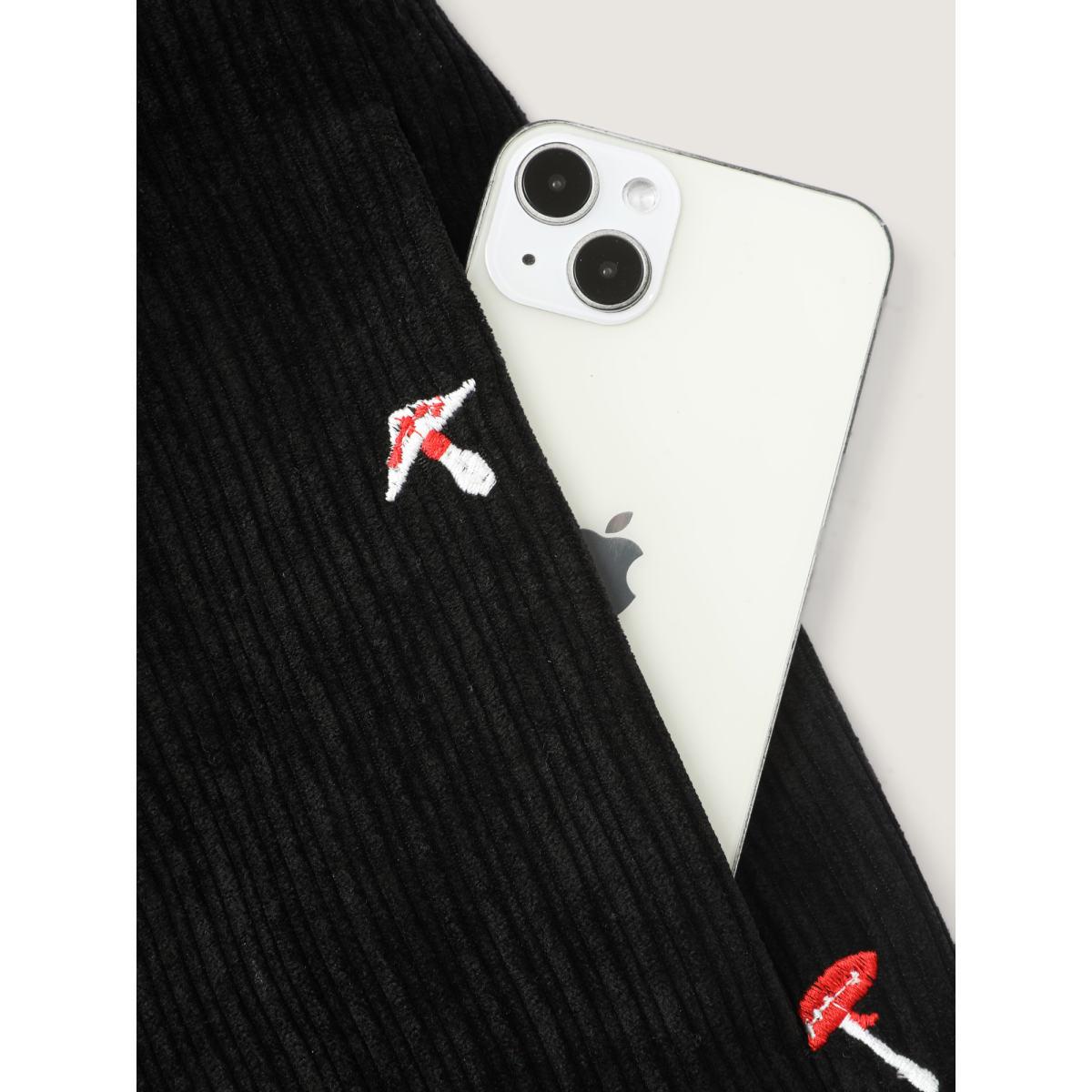 Plus Size BlackFlower Mushroom Embroidered Textured Overall Jumpsuit Women Sleeveless Non Casual Loose Jumpsuits BloomChic 12/L Product Image