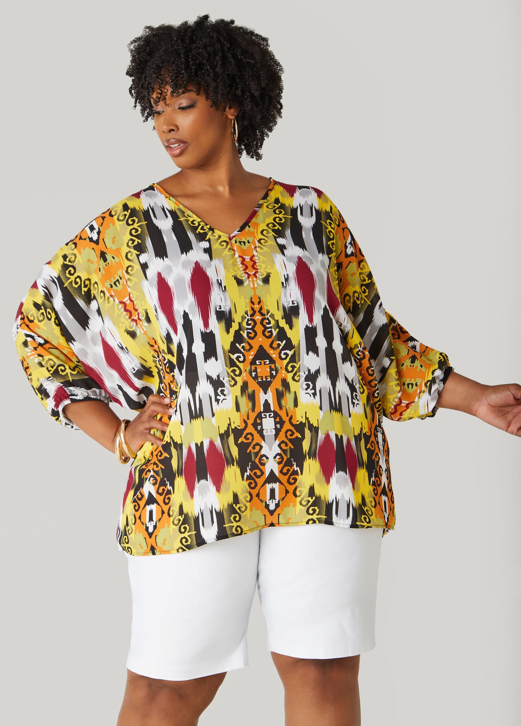 V Neck Abstract Print Blouse Product Image