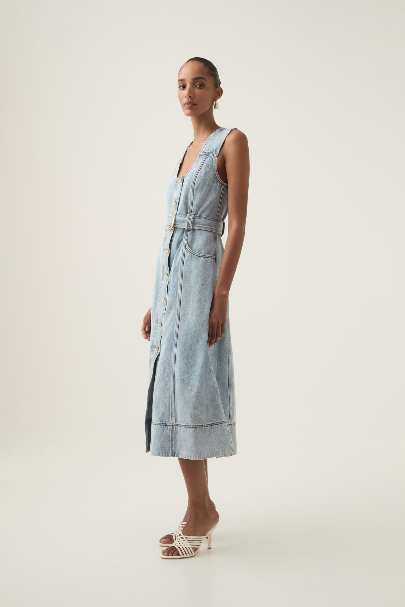Aura Denim Midi Dress Product Image