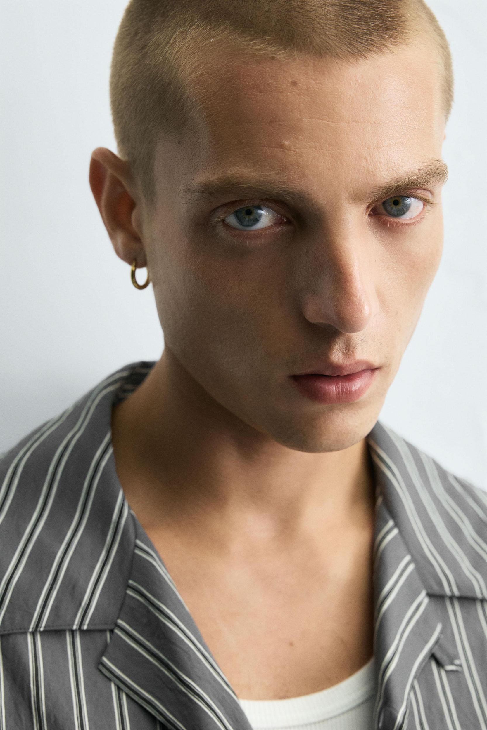 FLOWY SHIRT WITH WRINKLED STRIPE EFFECT Product Image