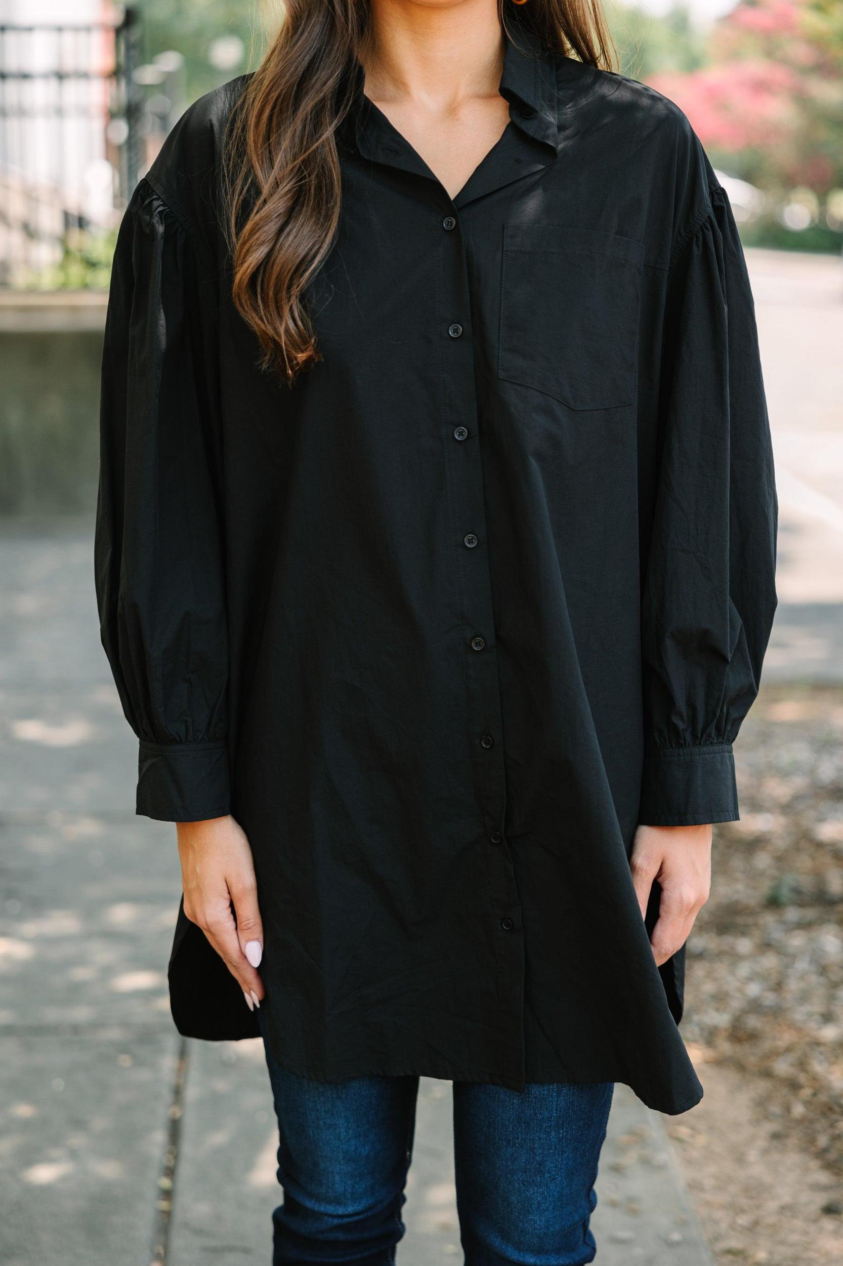 All On You Black Button Down Tunic Female Product Image