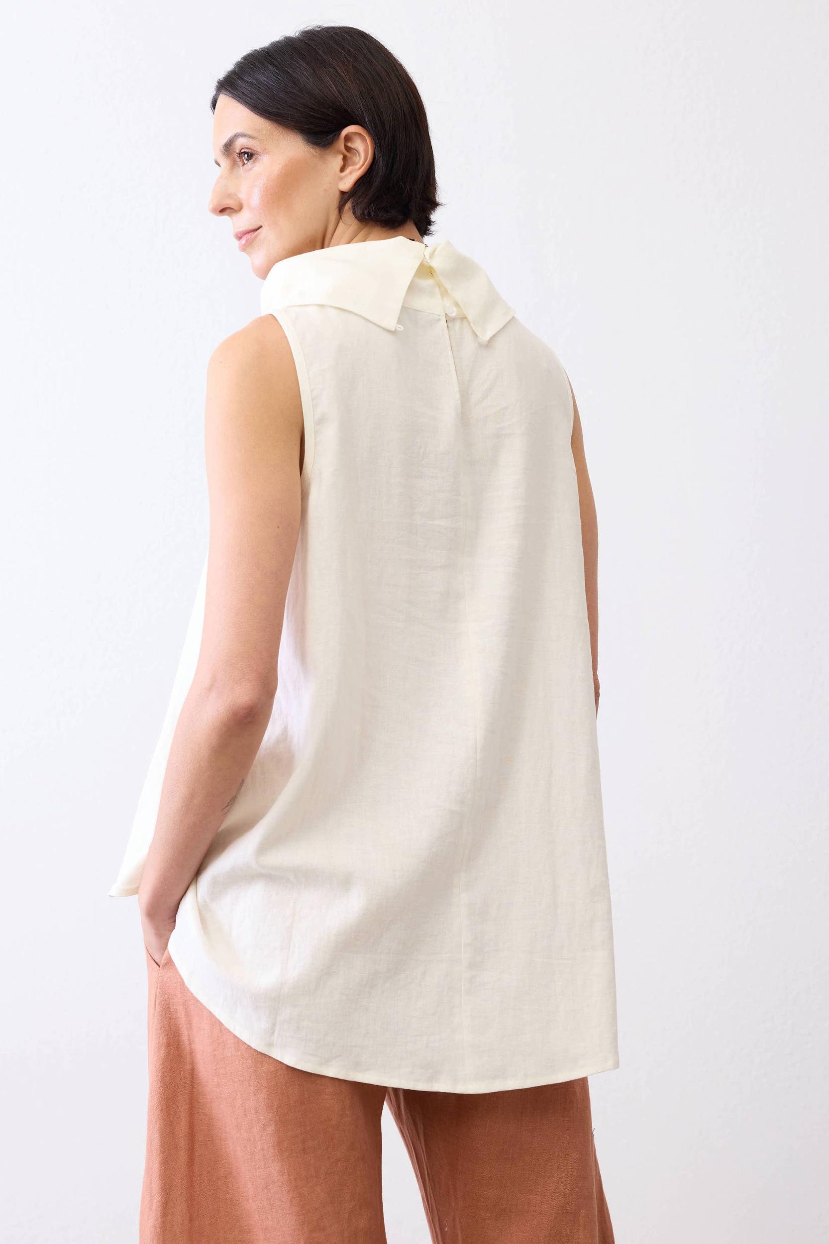 Draped Neck Linen Tunic Product Image