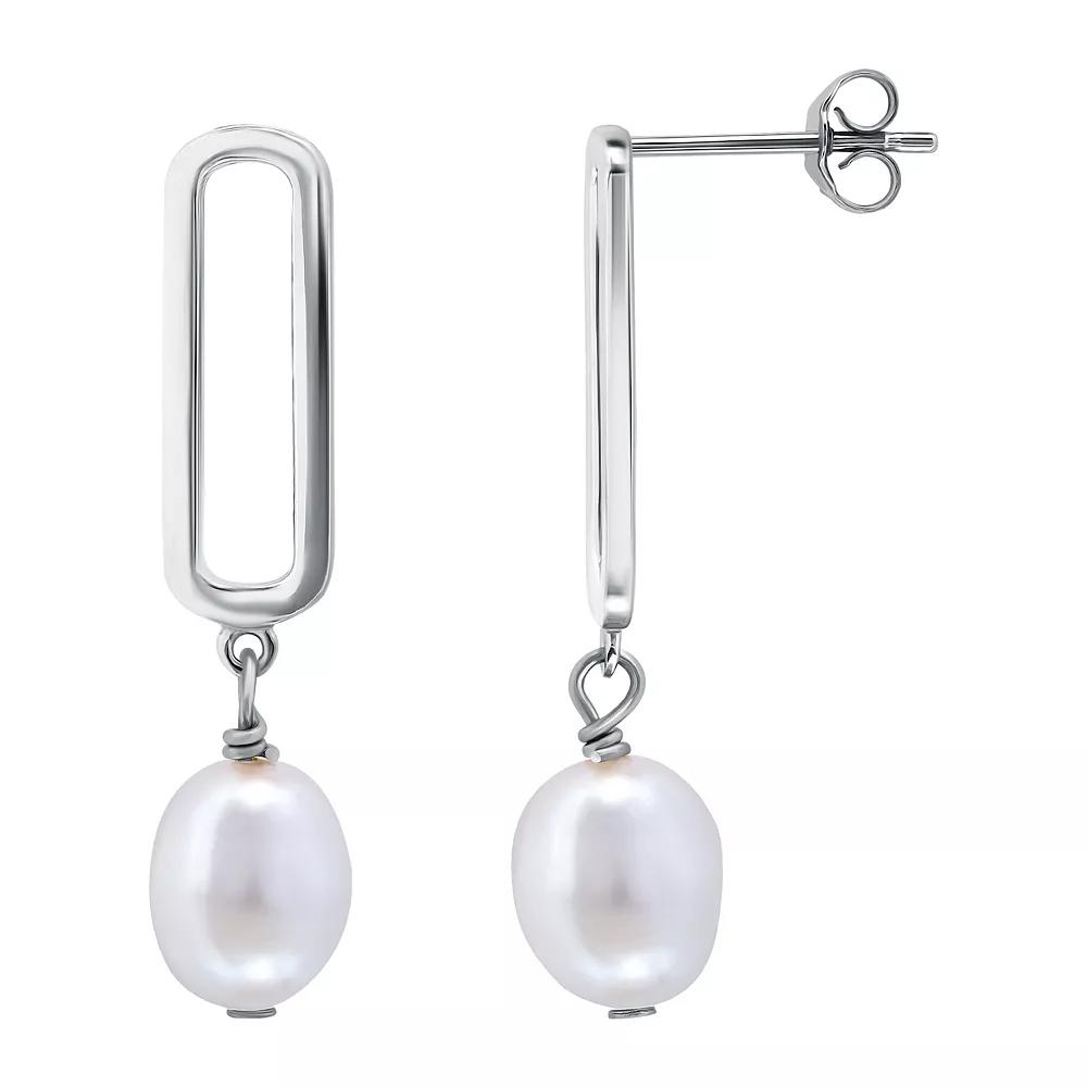 Aleure Precioso Sterling Silver Freshwater Cultured Pearl Drop Earrings, Women's, Silver Tone Product Image