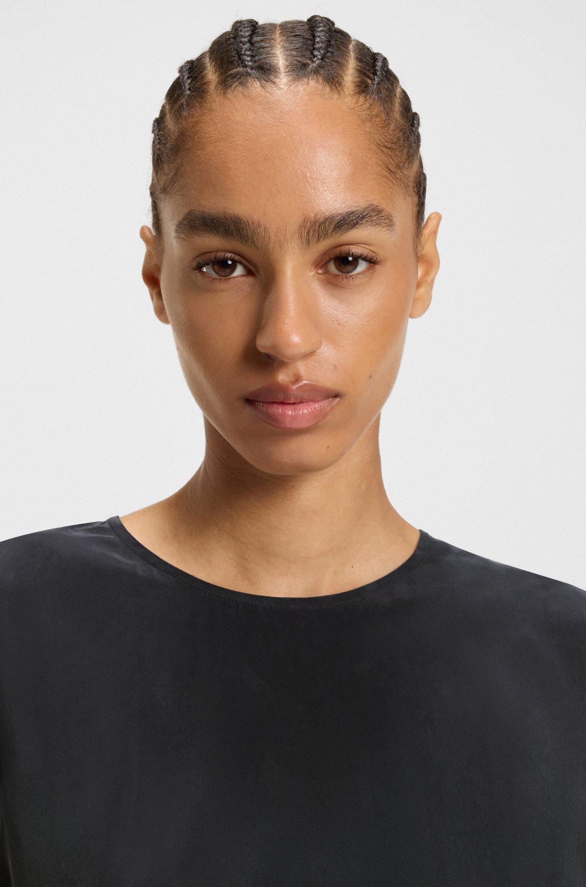 Regular-fit blouse with rear keyhole closure Product Image