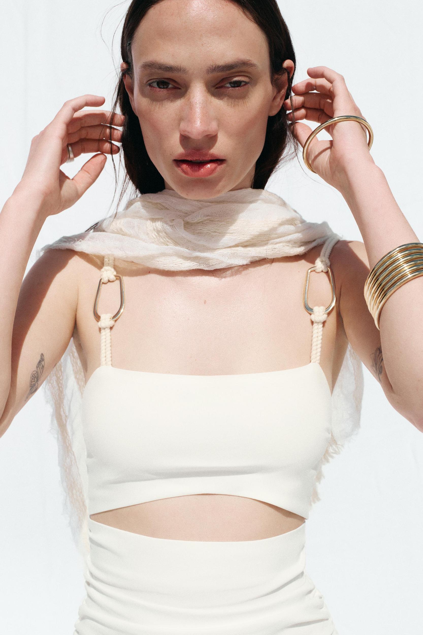 CUT OUT DRAPED MIDI DRESS Product Image