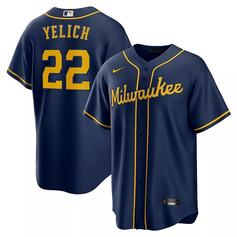 Men's Nike Christian Yelich Navy Milwaukee Brewers Alternate Replica Player Jersey,  Product Image