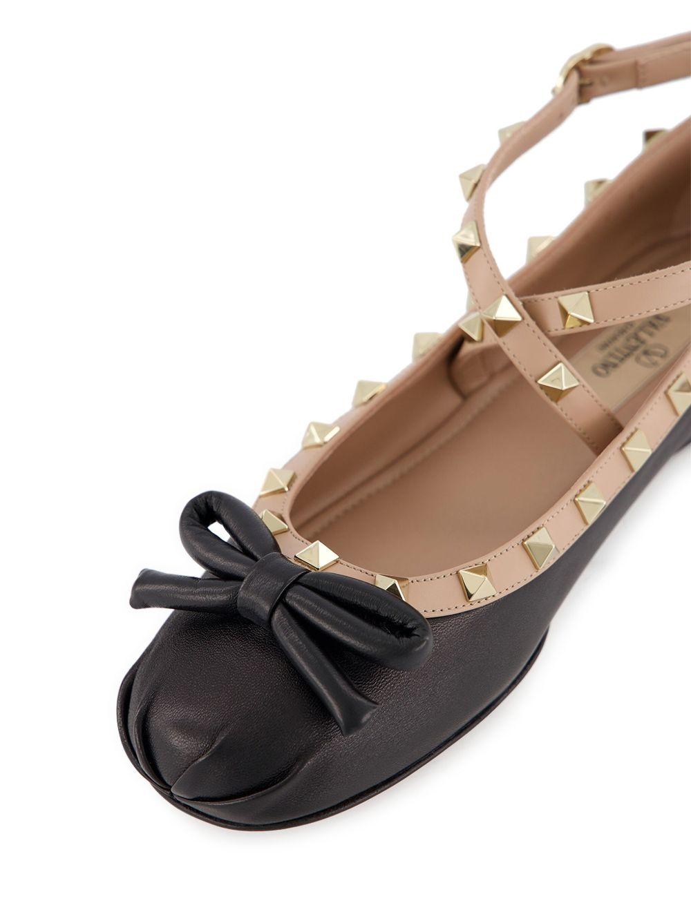Rockstud leather ballerina shoes Product Image