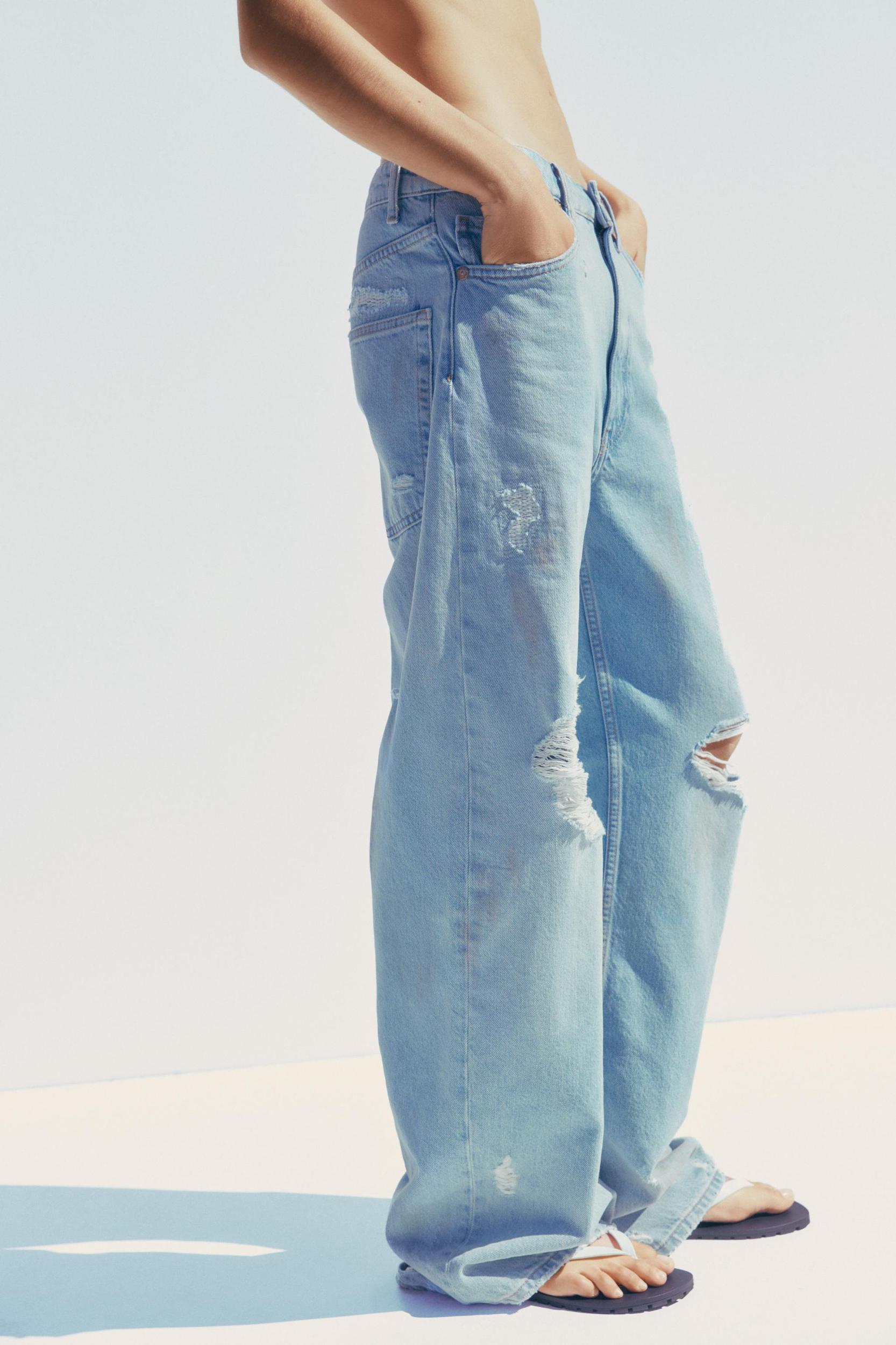 TRF MID-RISE RIPPED BAGGY JEANS Product Image