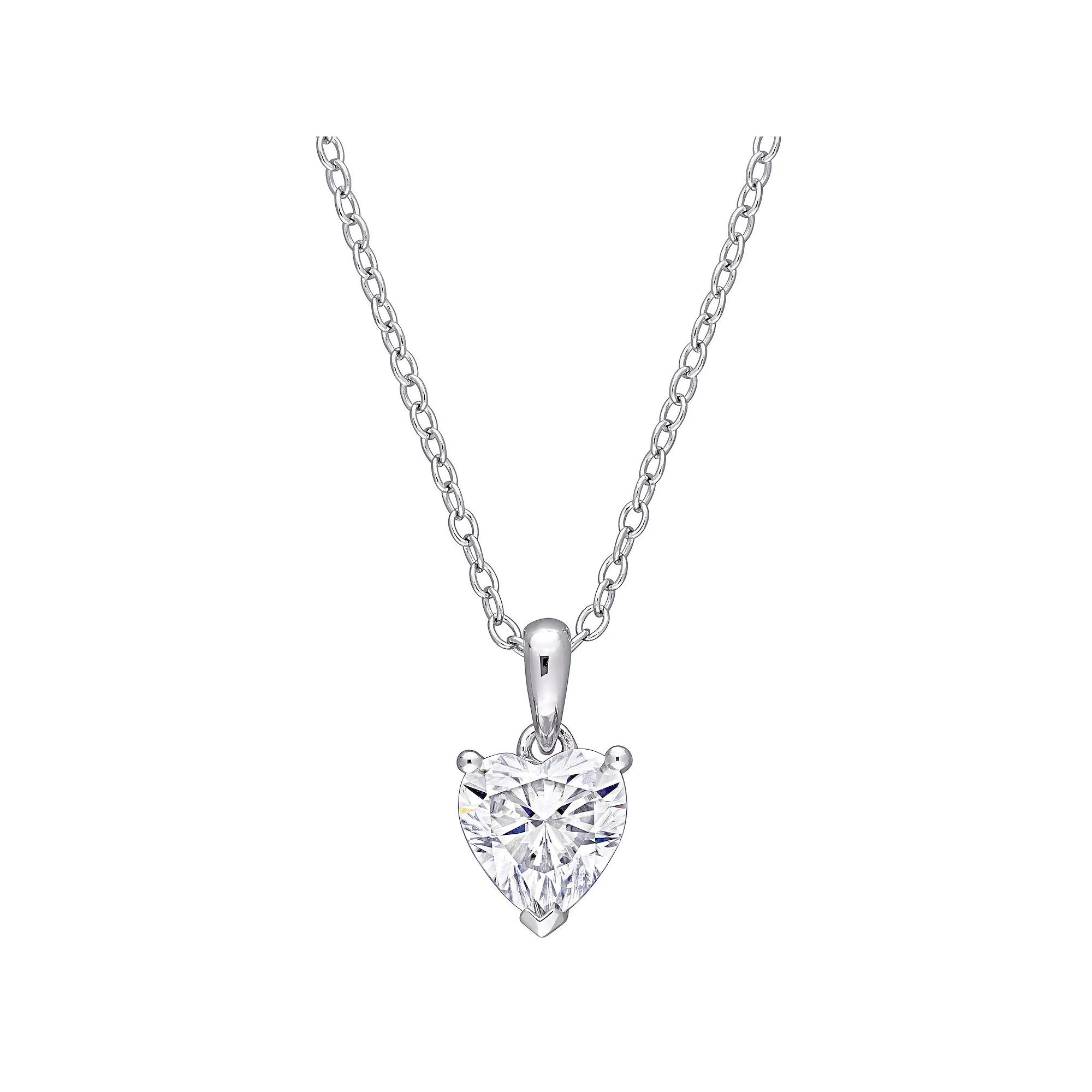 Stella Grace Sterling Silver Lab-Created Moissanite Solitaire Pendant Necklace, Women's, Size: 18" Product Image