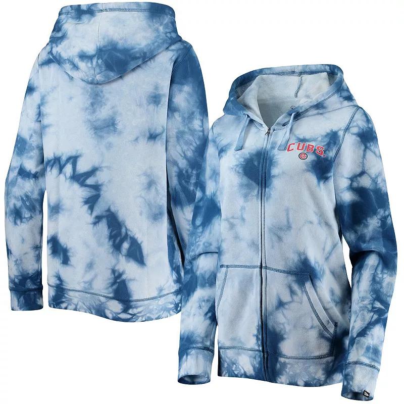 Women's New Era Royal Chicago Cubs Tie-Dye Full-Zip Hoodie, Size: XS, Blue Product Image