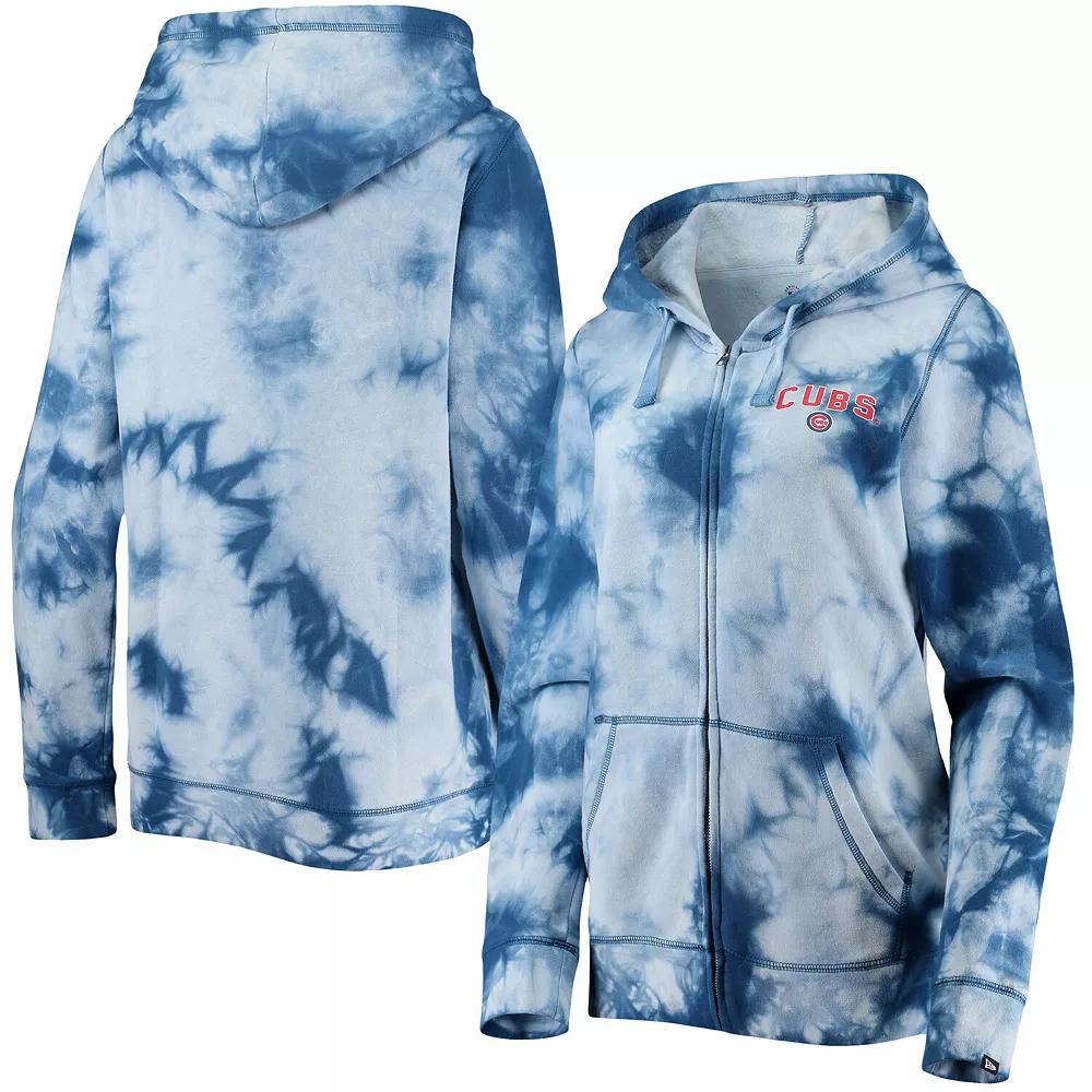Women's New Era Royal Chicago Cubs Tie-Dye Full-Zip Hoodie, Size: XS, Blue Product Image