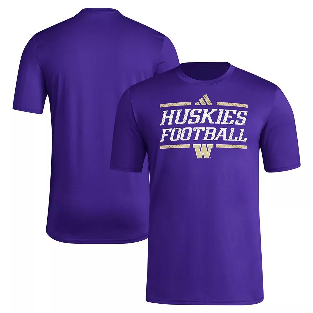 Men's adidas Purple Washington Huskies Locker Football Pre-Game AEROREADY T-Shirt, Size: Medium Product Image
