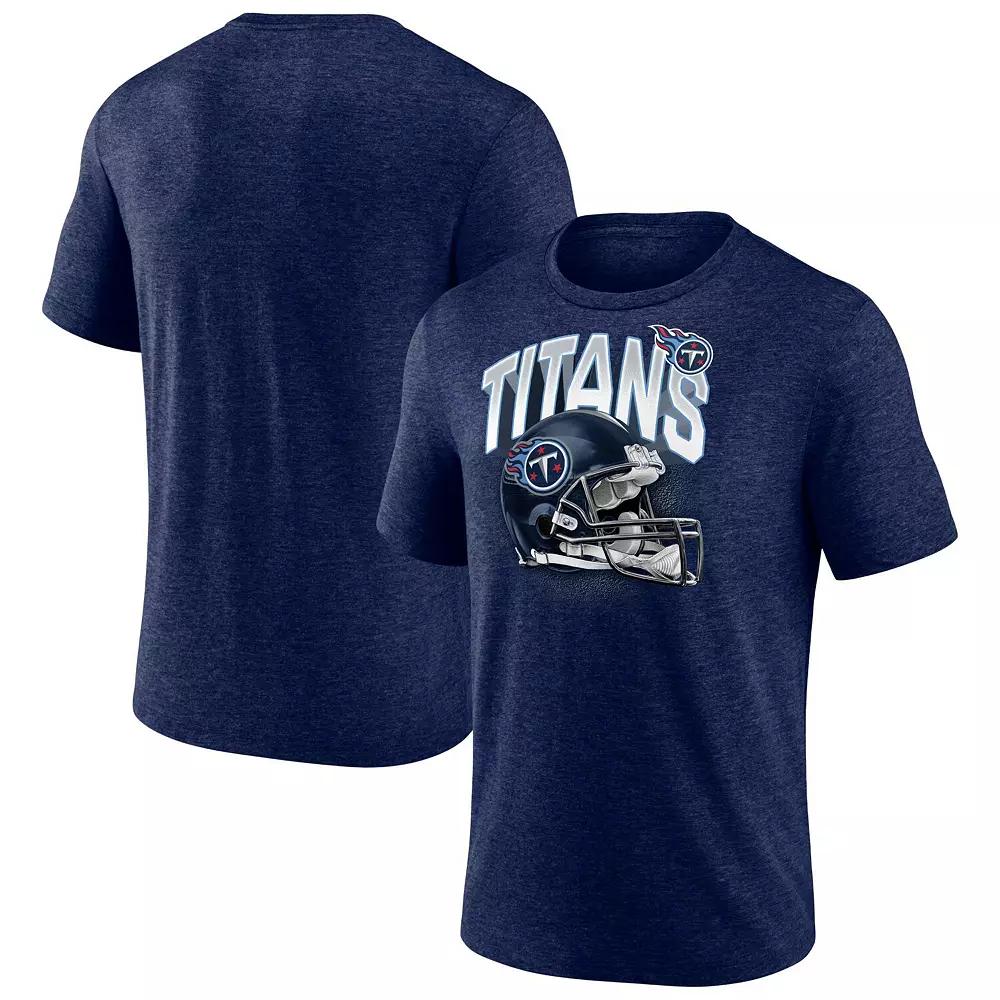 Men's Fanatics Branded Heathered Navy Tennessee Titans End Around Tri-Blend T-Shirt,  Product Image