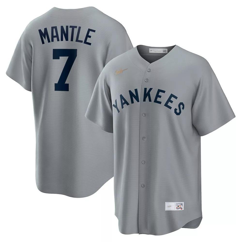 Men's Nike Mickey Mantle Gray New York Yankees Road Cooperstown Collection Player Jersey,  Product Image