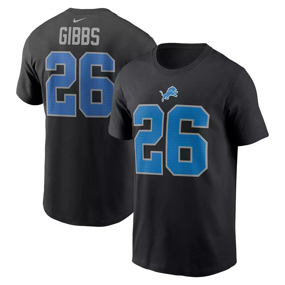 Men's Nike Jahmyr Gibbs Black Detroit Lions Name & Number T-Shirt, Size: XXL Product Image