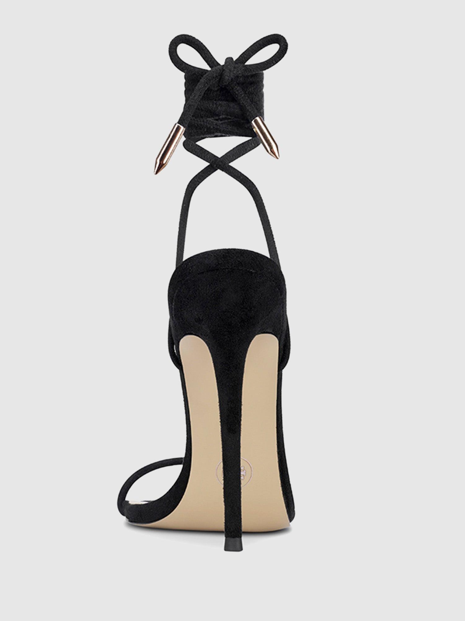 Barely There Lace Up Heel - Noir Product Image