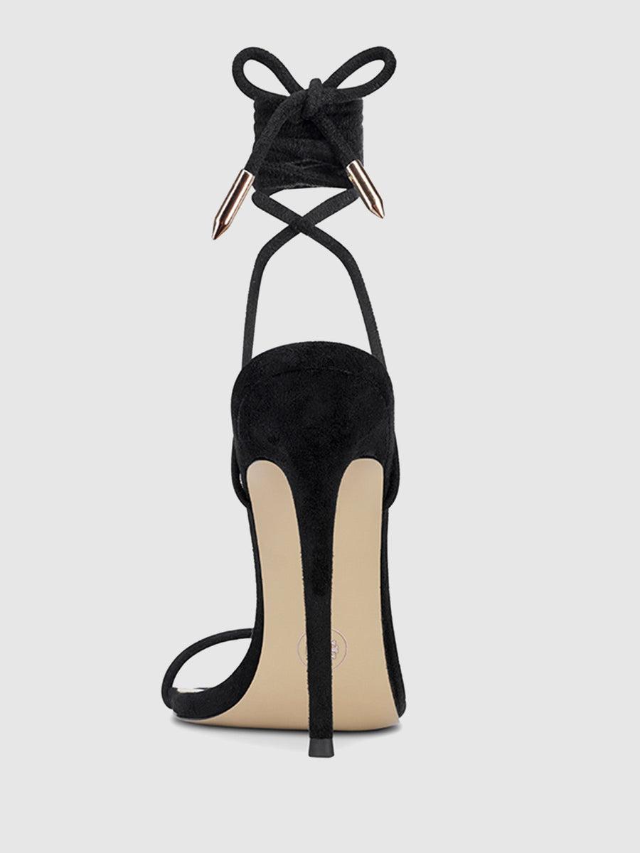 Barely There Lace Up Heel - Noir Product Image