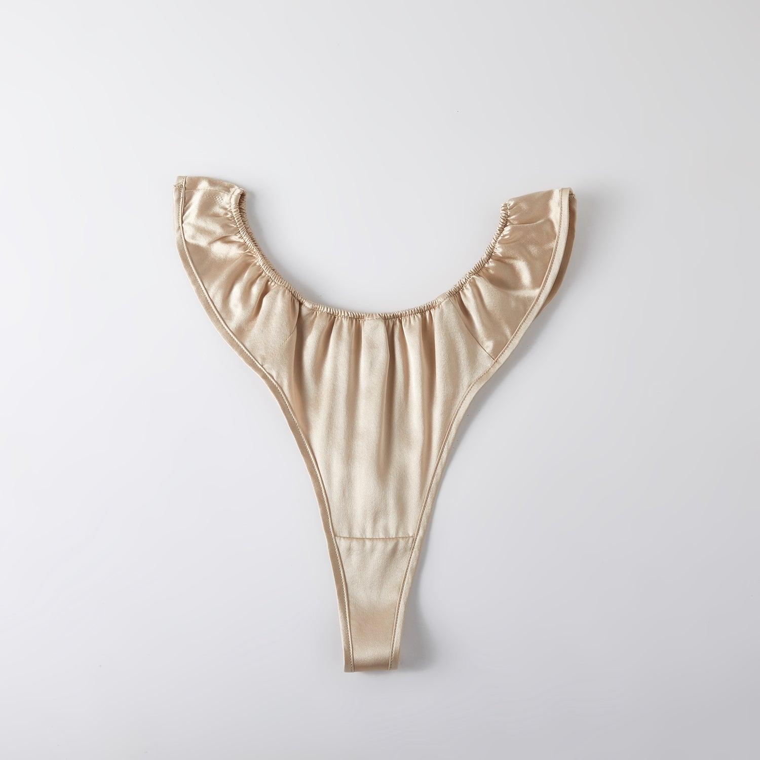 Pearl White Pure Mulberry Silk T-String Panties | Mid to High Waist | 22 Momme | Float Collection Product Image