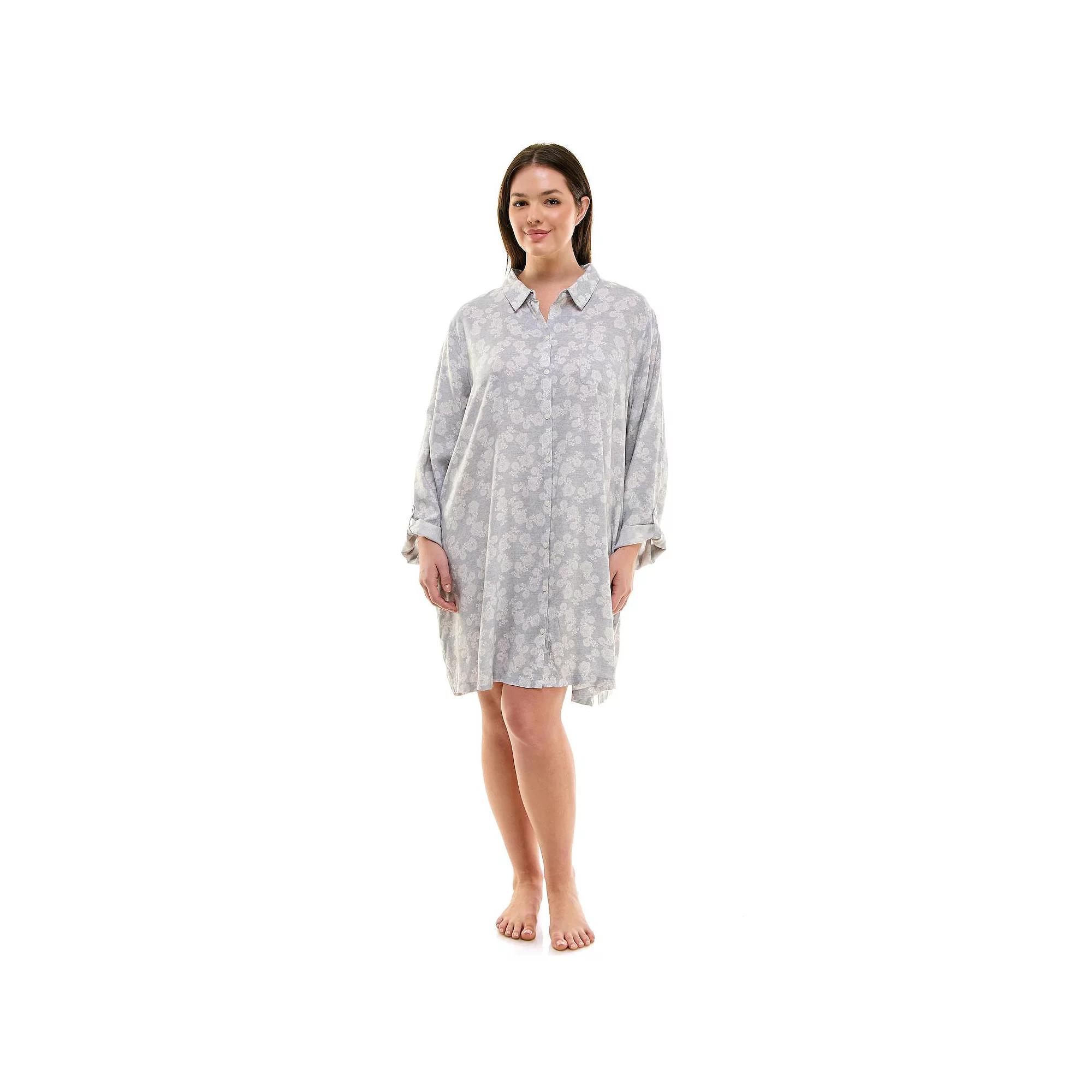 Plus Size Croft & Barrow® Woven Button-Up Sleepshirt, Women's, Size: 1XL, Belgian Lace Product Image