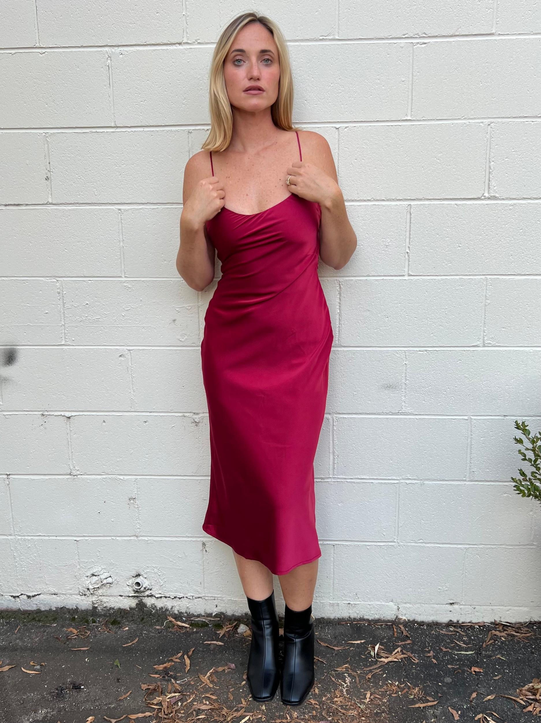 Rumble Sleeveless Satin Midi Dress Product Image