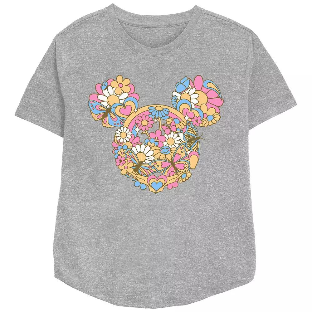 Disney's Mickey Mouse Women's Flowers And Butterflies Graphic Tee,  Product Image