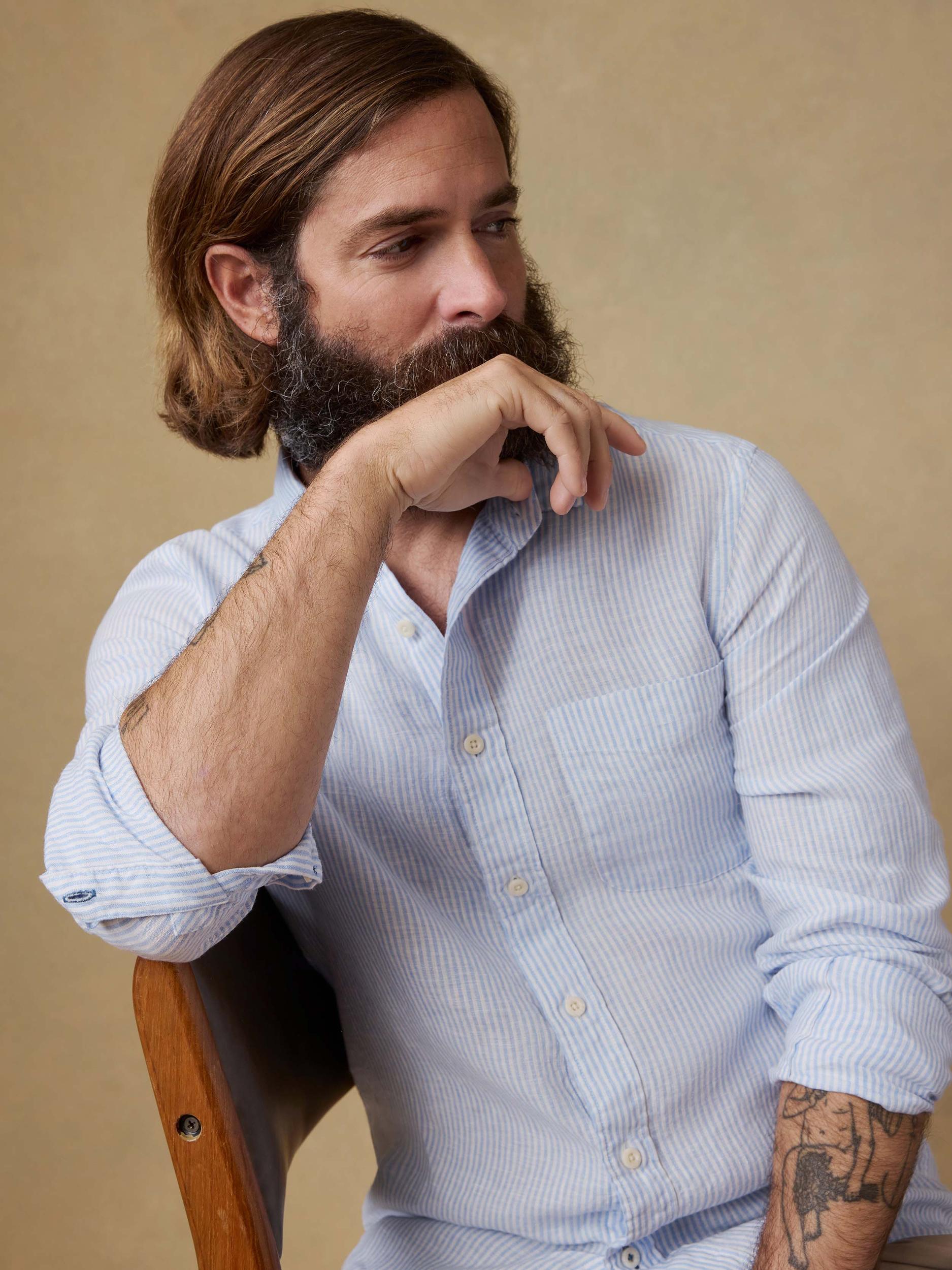 Laguna Linen Shirt - Summer Classic Stripe Male Product Image