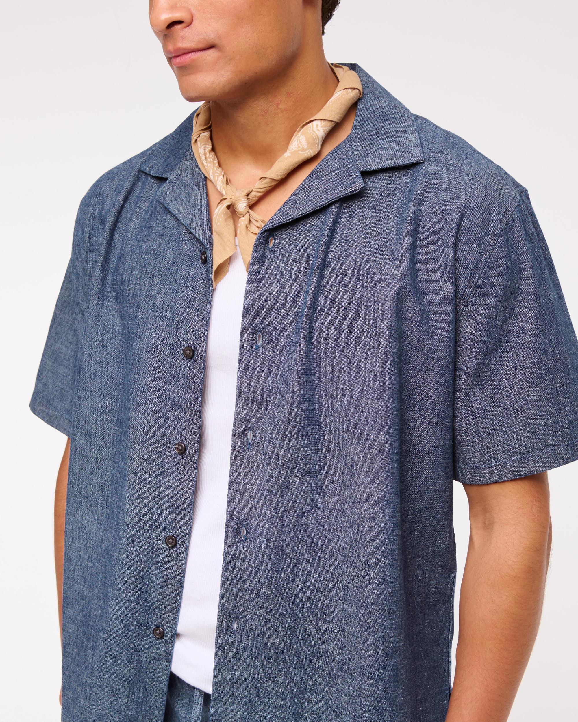 Camp Collar Summer Linen-Blend Shirt Product Image