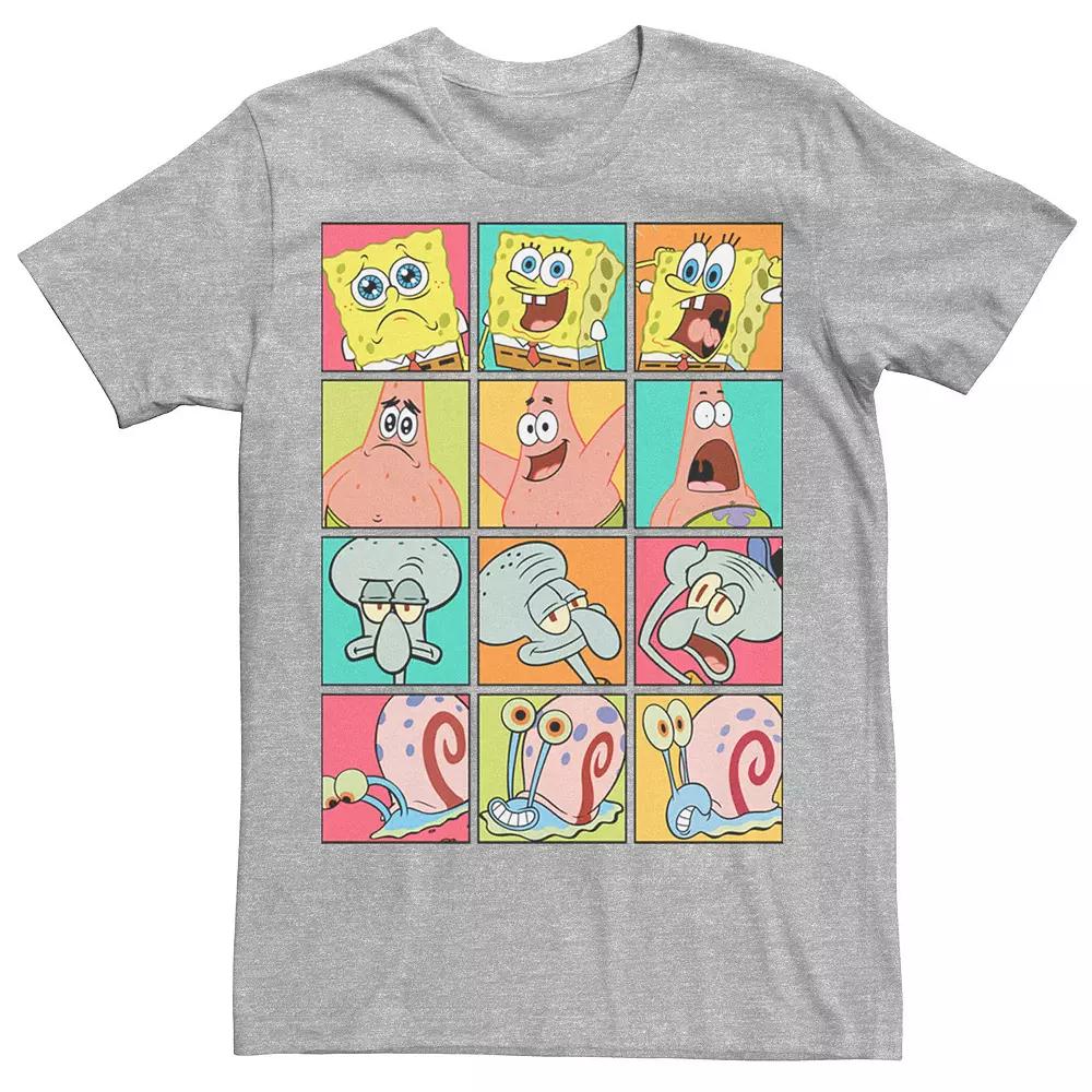 Men's Sponge Bob Expression Boxes Tee, Size: Medium, Athletic Grey Product Image