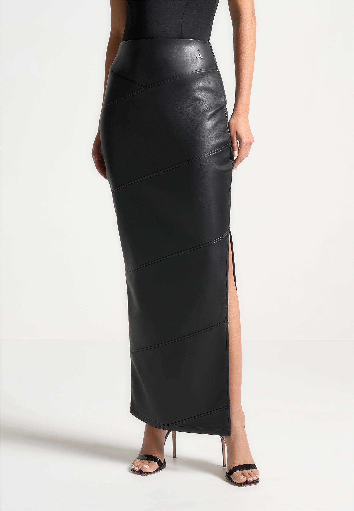 Leather Midaxi Skirt - Black Female Product Image