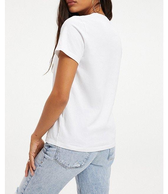 Good American Heritage V-Neck Short Sleeve Relaxed Fit Knit Tee Product Image