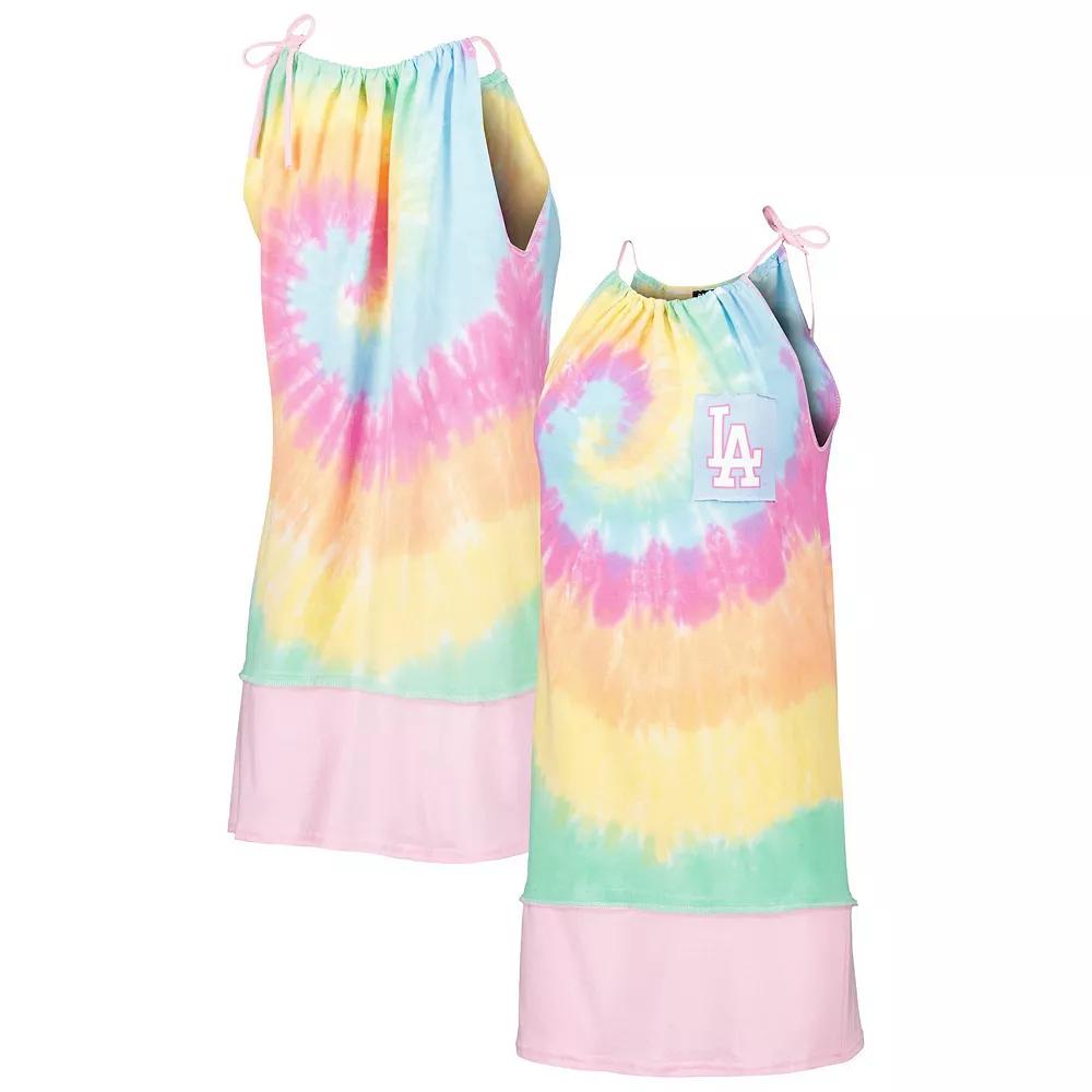 Women's Refried Apparel Los Angeles Dodgers Tie-Dye Tank Top Dress, Size: Large, White Product Image