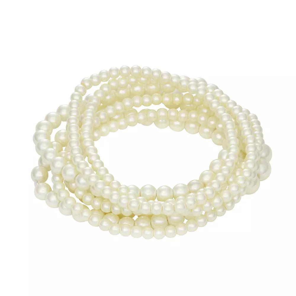 Napier Silver Tone Seven Row Stretch Bracelet, Women's, Silvertone Product Image