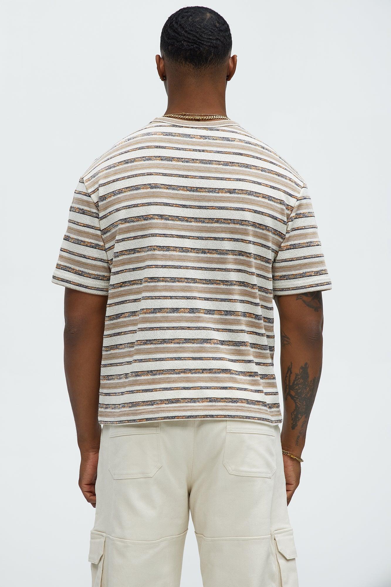 Calvin Texture Striped Knit Relaxed Tee - Multi Color Product Image