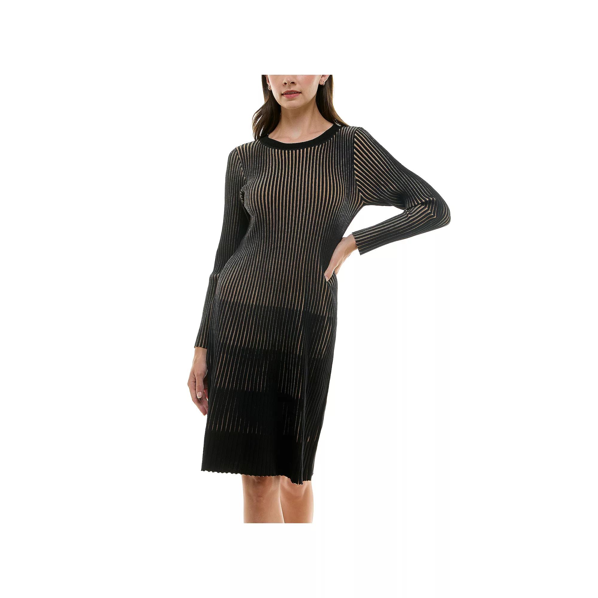Women's Nanette Lepore Vertical Stripe Sweater Dress, Size: Medium, Camel Product Image
