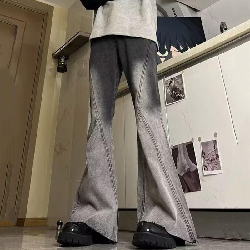 Sopula Trendy Retro Gradient Washed Distressed Flared Jeans Product Image