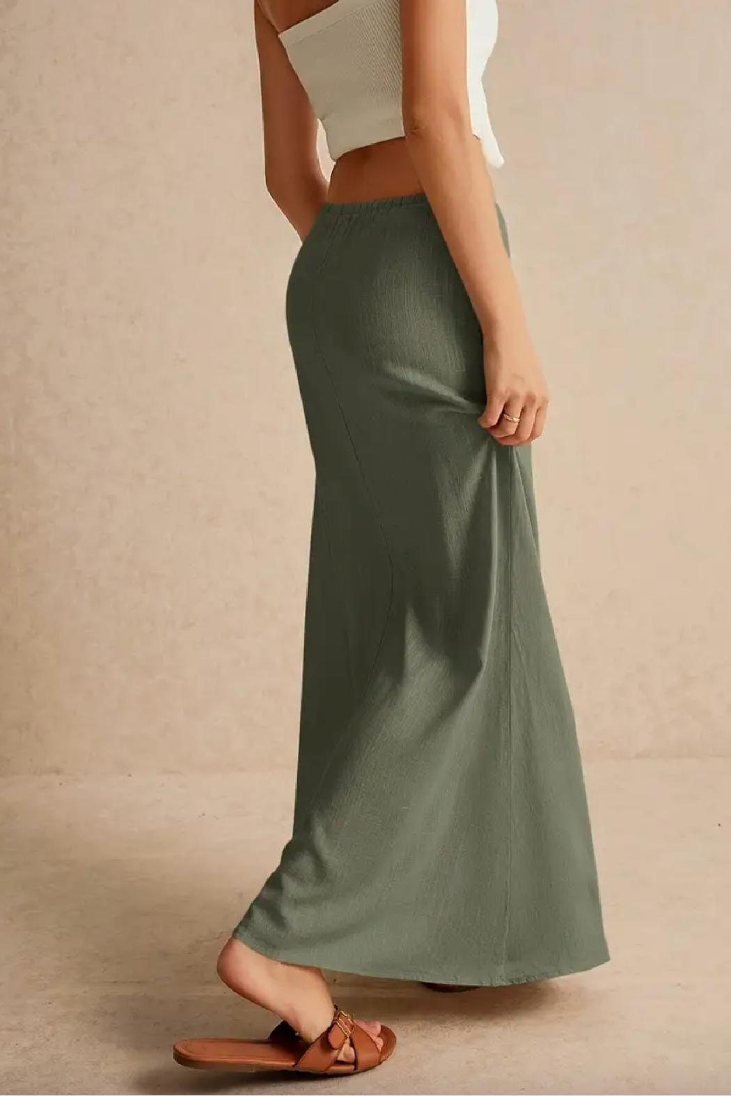 Linen Drawstring Maxi Skirt Product Image