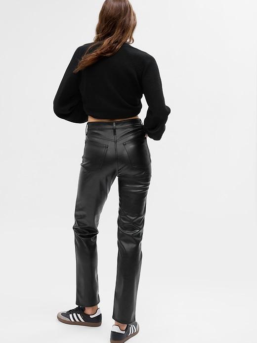 High Rise Vegan Leather Cheeky Straight Pants Product Image