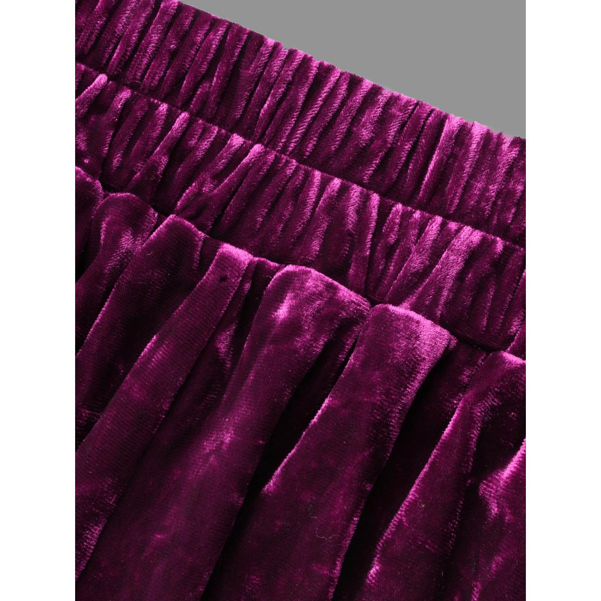 Plus Size Velvet Elastic Waist Skirt Women Deeppurplered Retro Loose Medium stretch Slanted pocket Elegant Skirts BloomChic 14-16/1X Product Image