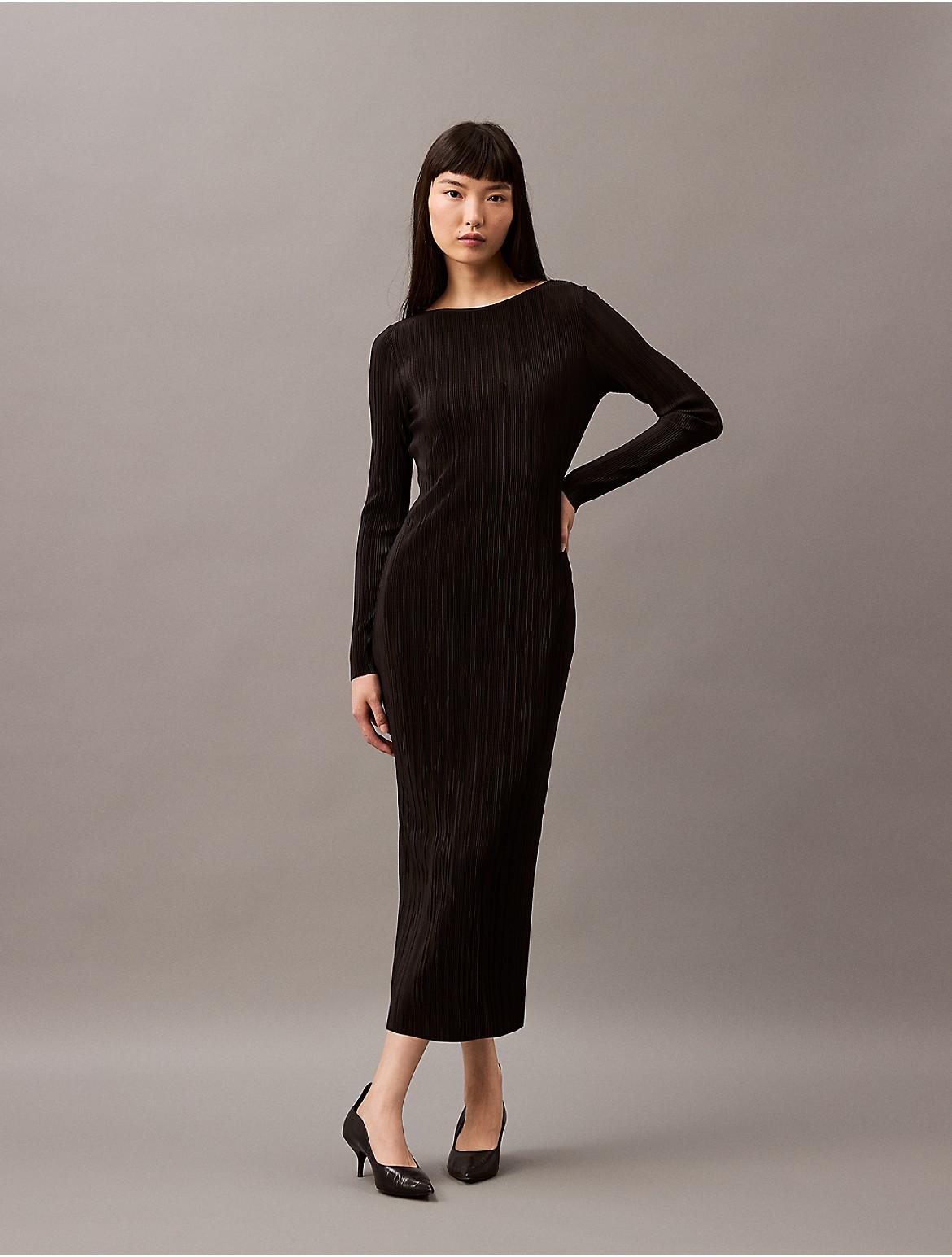 Calvin Klein Womens Plisse Midi Dress - Navy Product Image