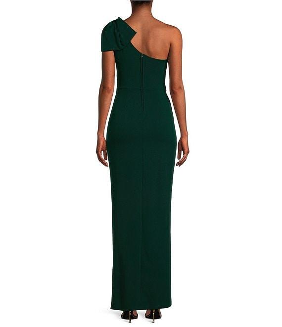 Honey and Rosie One-Shoulder Large Bow Detail Front Skirt Slit Gown Product Image