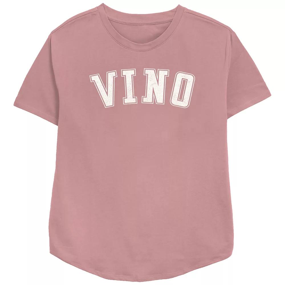Women's Vino Collegiate Relaxed Fit Graphic Tee, Girl's, Size: Medium, Pink Product Image