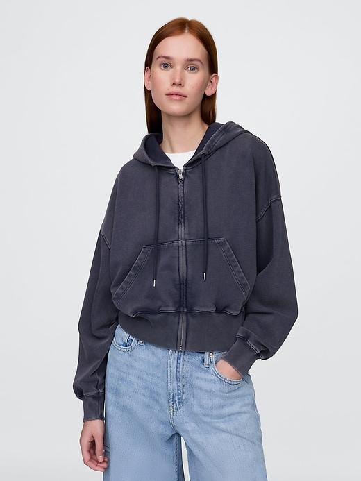 French Terry Oversized Zip Wedge Hoodie Product Image