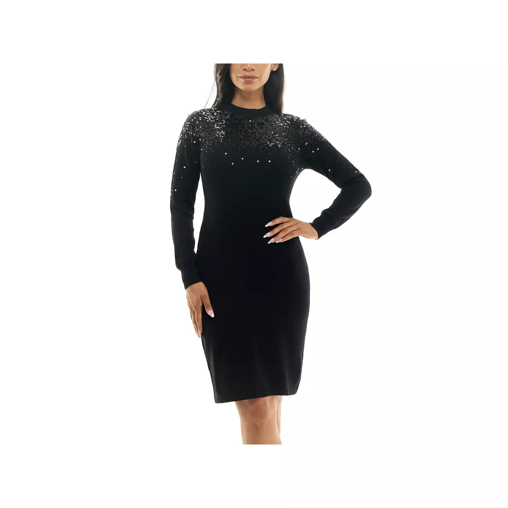 Women's Nina Leonard Sequins Sweater Dress,  Product Image